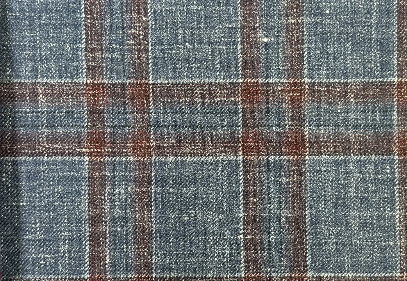 Sergio Benetti 29987 -210 Blue w/ Rust Windowpane fabric swatch